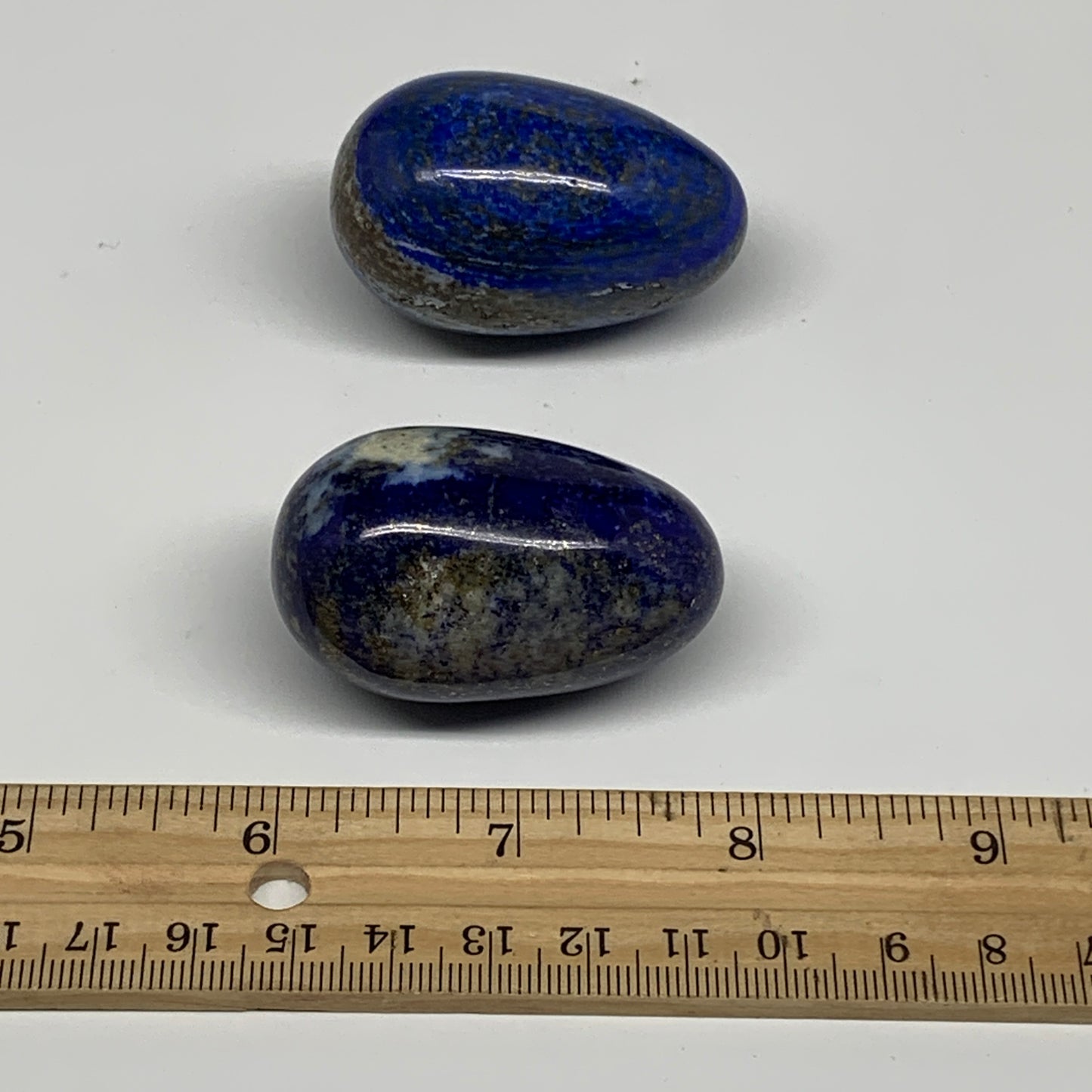148.5g, 1.9"-1.9", 2pcs, Natural Lapis Lazuli Egg Polished @Afghanistan, B30421