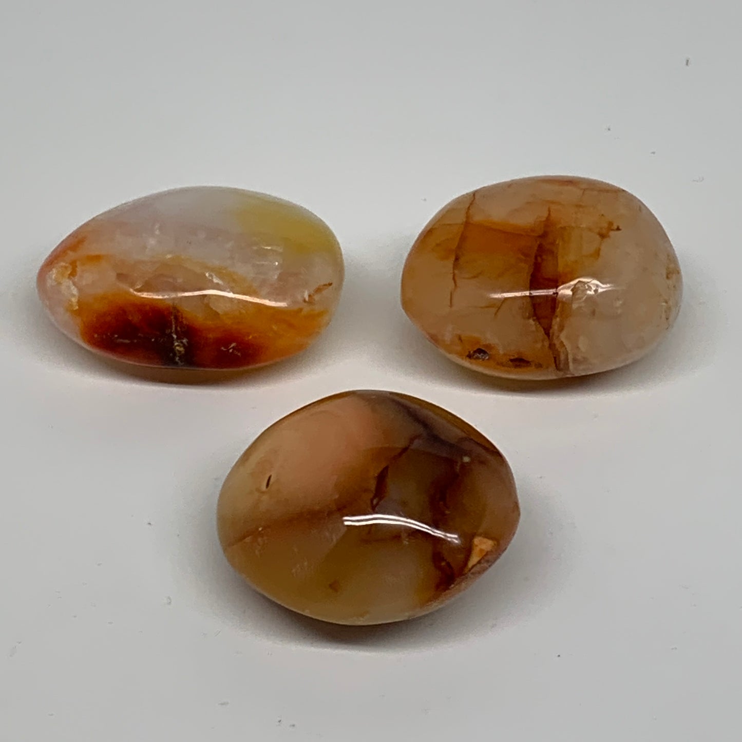 171.2g, 1.8"-2", 3pcs, Red Carnelian Palm-Stone Gem Crystal Polished, B37635