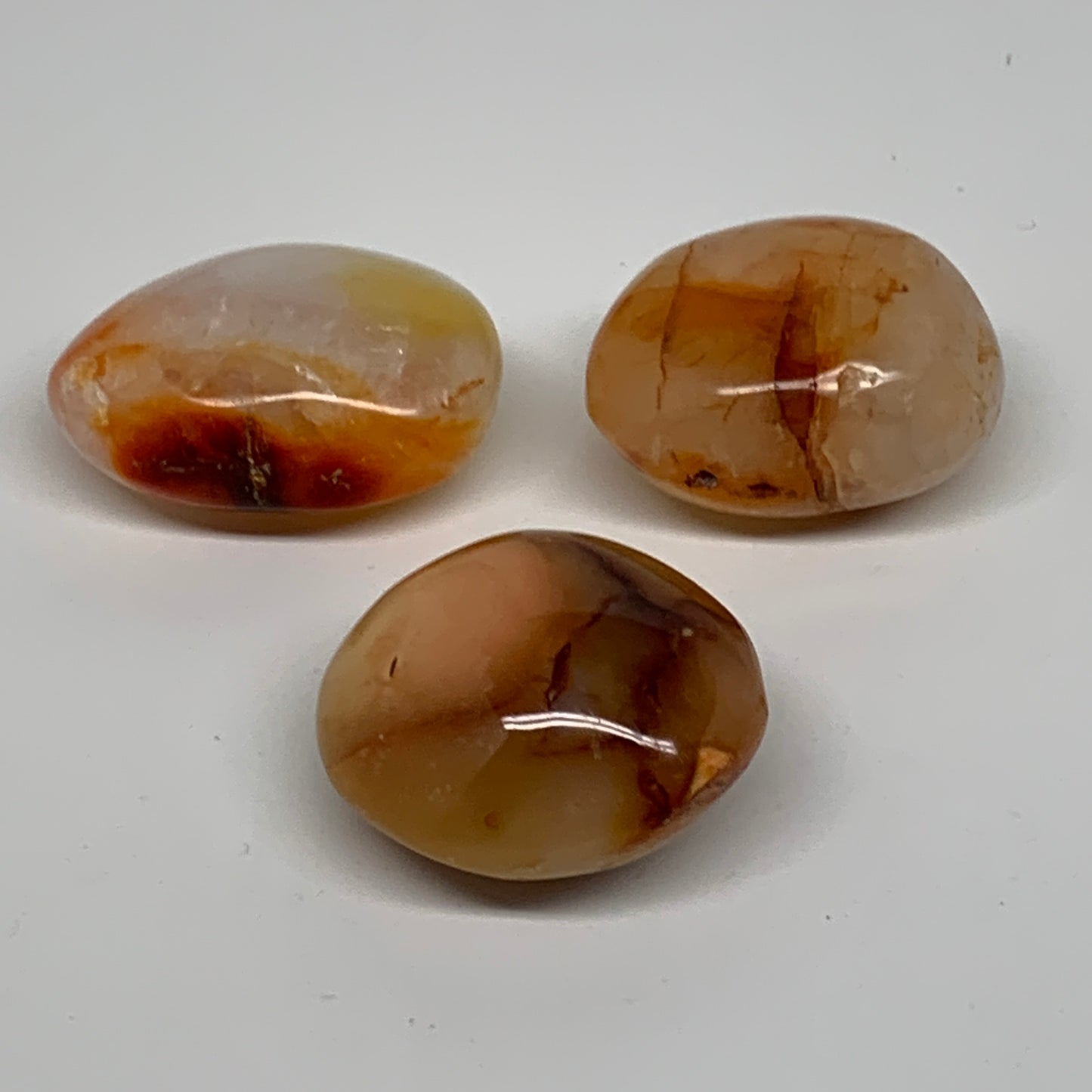 171.2g, 1.8"-2", 3pcs, Red Carnelian Palm-Stone Gem Crystal Polished, B37635