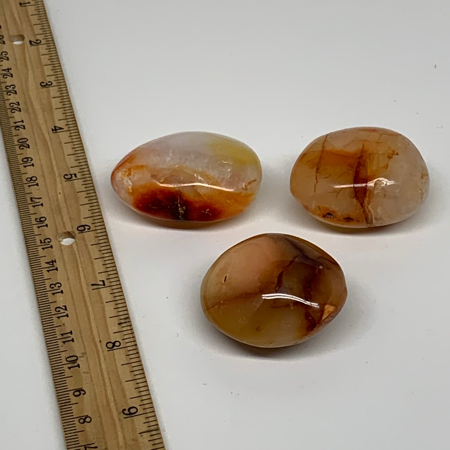 171.2g, 1.8"-2", 3pcs, Red Carnelian Palm-Stone Gem Crystal Polished, B37635