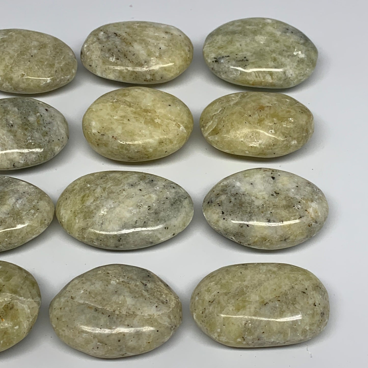 830g, 1.8"-2.3", 12pcs, Yellow Calcite Palm-Stone Crystal Polished Reiki, B17779