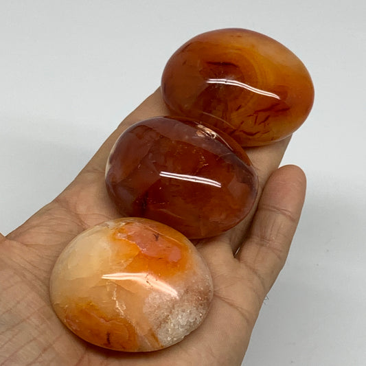234.2g, 1.9"-2.1", 3pcs, Red Carnelian Palm-Stone Gem Crystal Polished, B37637