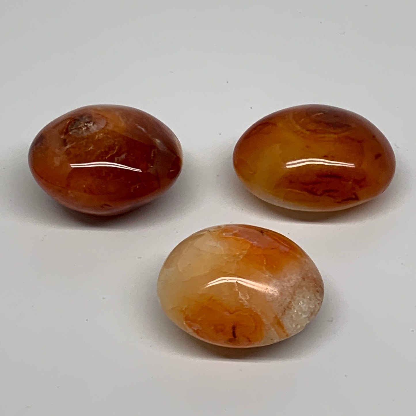 234.2g, 1.9"-2.1", 3pcs, Red Carnelian Palm-Stone Gem Crystal Polished, B37637