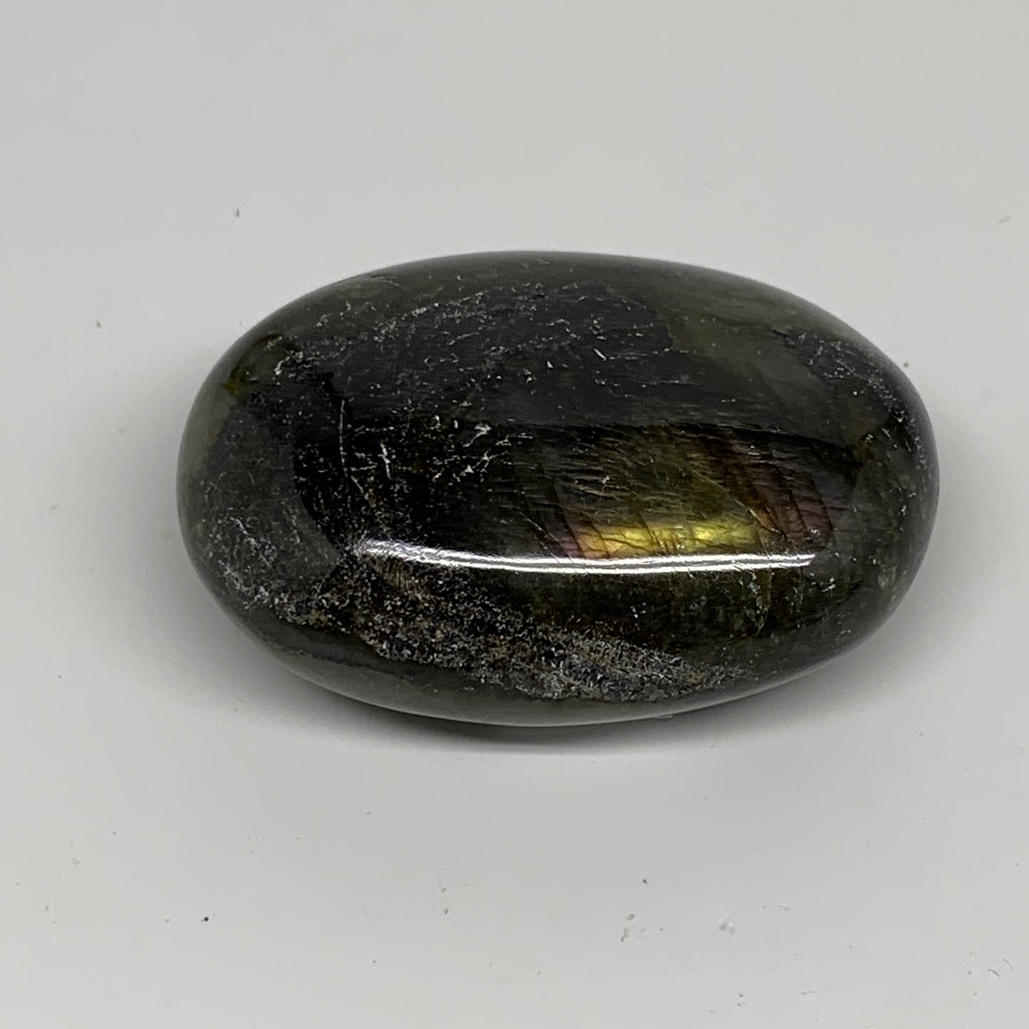 106.6g, 2.4"x1.8"x0.9", Natural Labradorite Palm-stone Tumbled Reiki, B35381