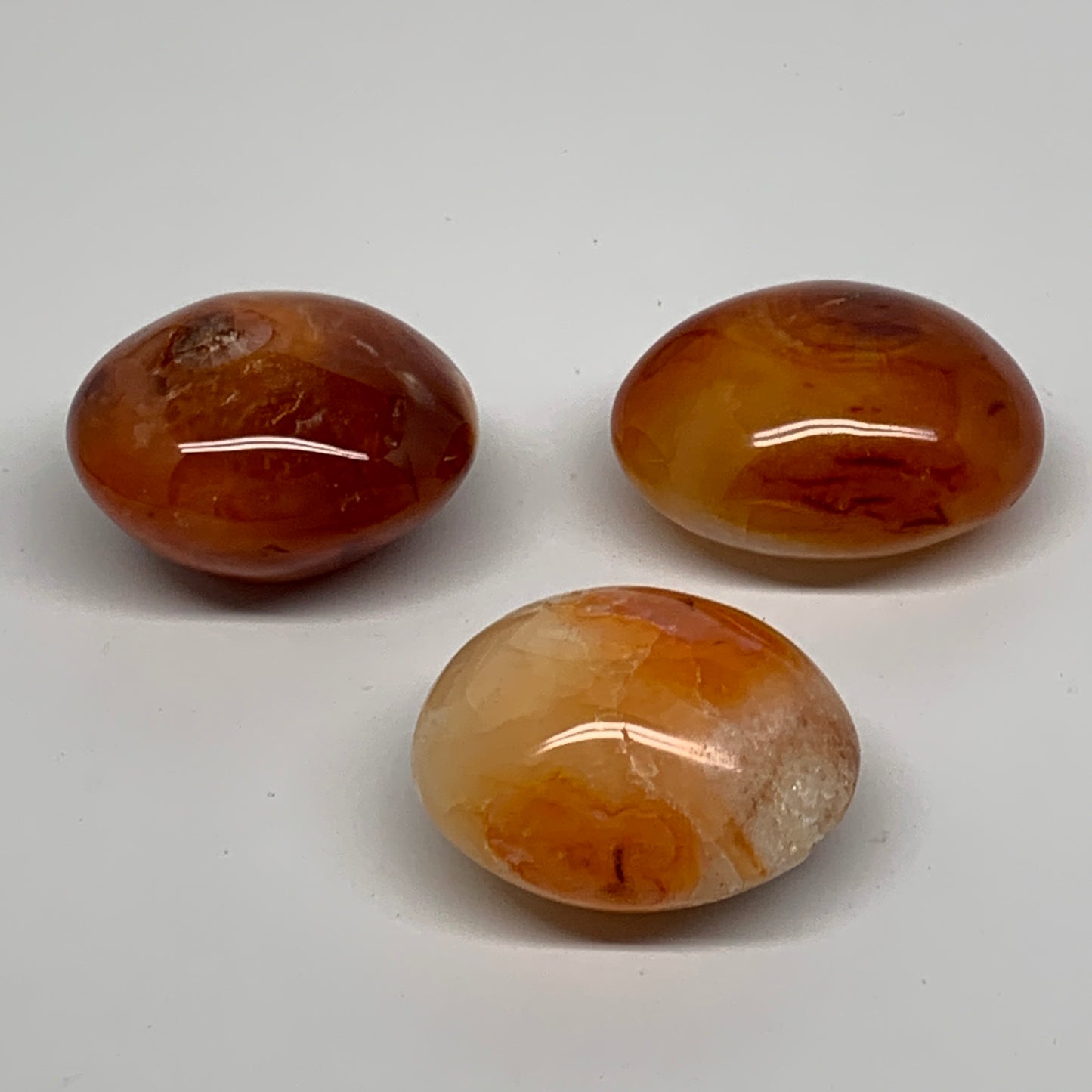 234.2g, 1.9"-2.1", 3pcs, Red Carnelian Palm-Stone Gem Crystal Polished, B37637