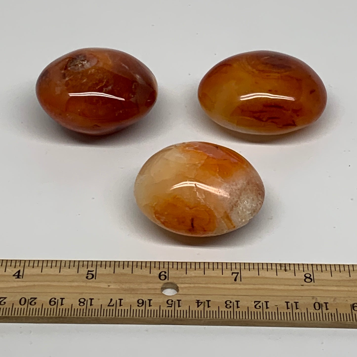 234.2g, 1.9"-2.1", 3pcs, Red Carnelian Palm-Stone Gem Crystal Polished, B37637