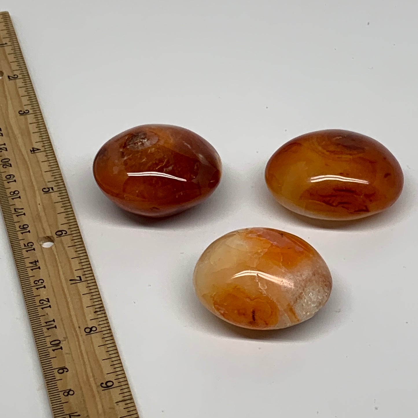 234.2g, 1.9"-2.1", 3pcs, Red Carnelian Palm-Stone Gem Crystal Polished, B37637