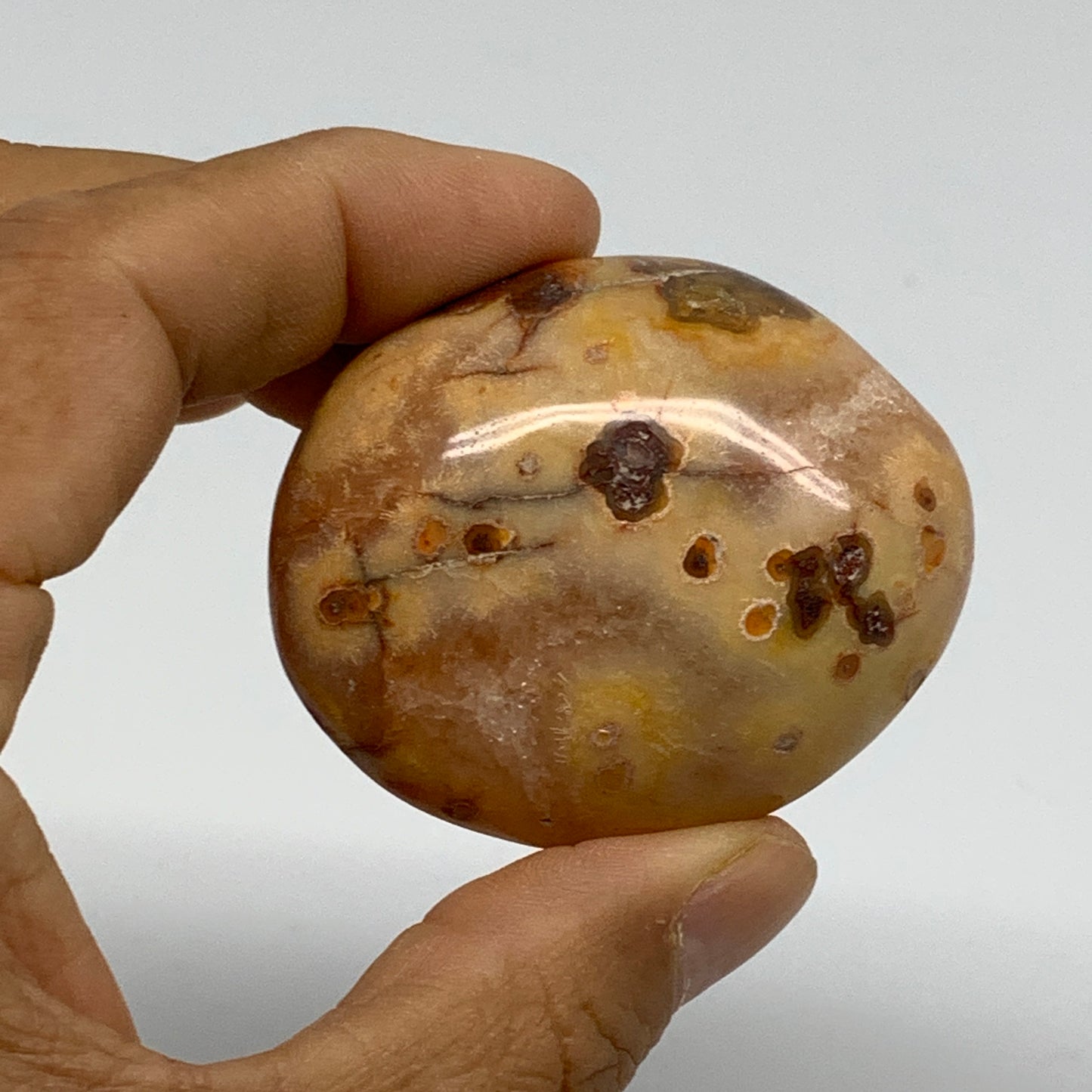 255.2g, 1.8"-2.1", 3pcs, Red Carnelian Palm-Stone Gem Crystal Polished, B37638