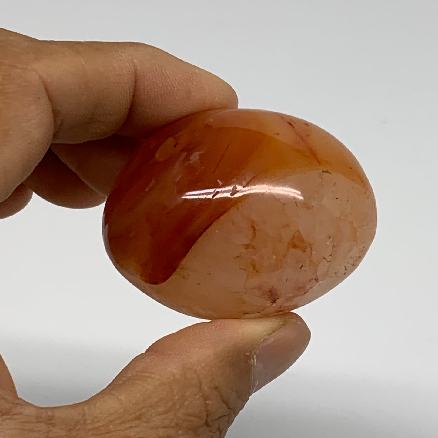 255.2g, 1.8"-2.1", 3pcs, Red Carnelian Palm-Stone Gem Crystal Polished, B37638