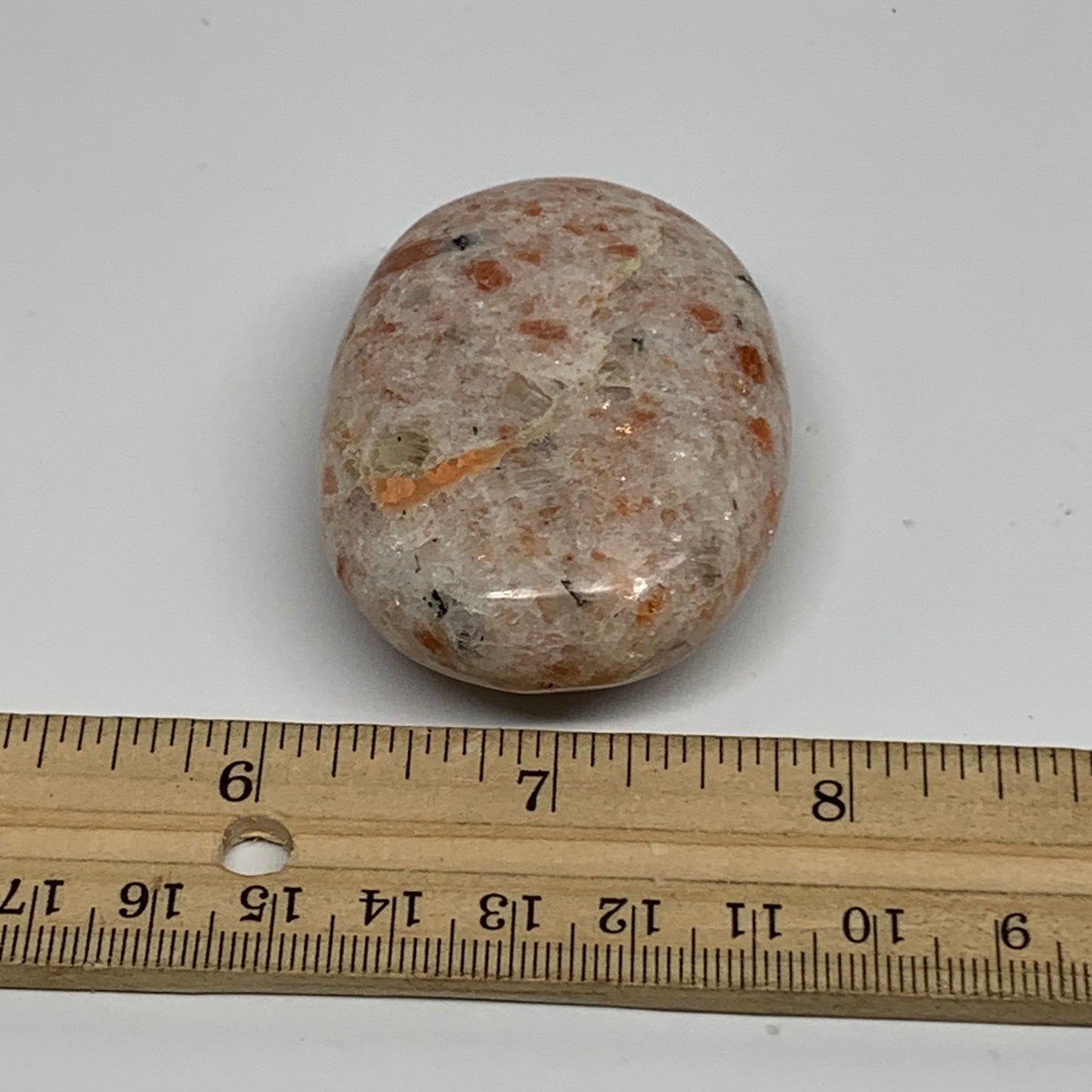 85.9g, 2.4"x1.7"x0.8", Natural Sunstone Palm-Stone Polished from India, B34603