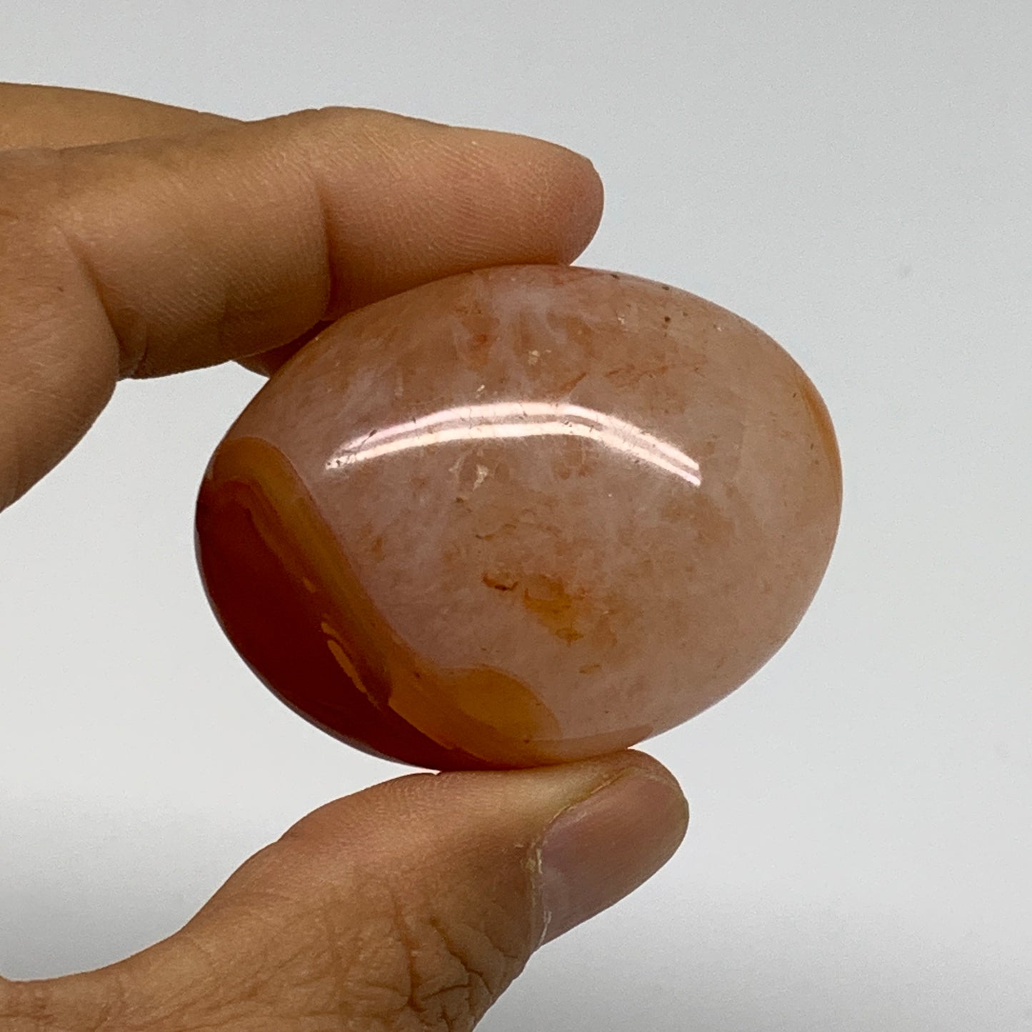 255.2g, 1.8"-2.1", 3pcs, Red Carnelian Palm-Stone Gem Crystal Polished, B37638