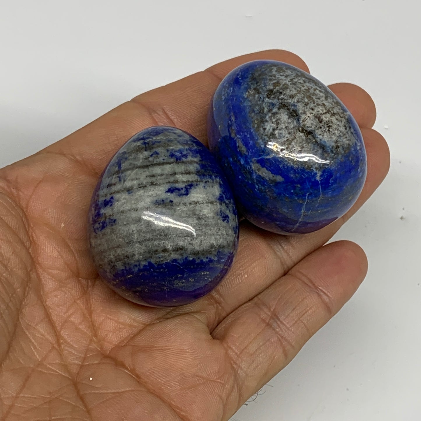 134.9g, 1.5"-1.6", 2pcs, Natural Lapis Lazuli Egg Polished @Afghanistan, B30424