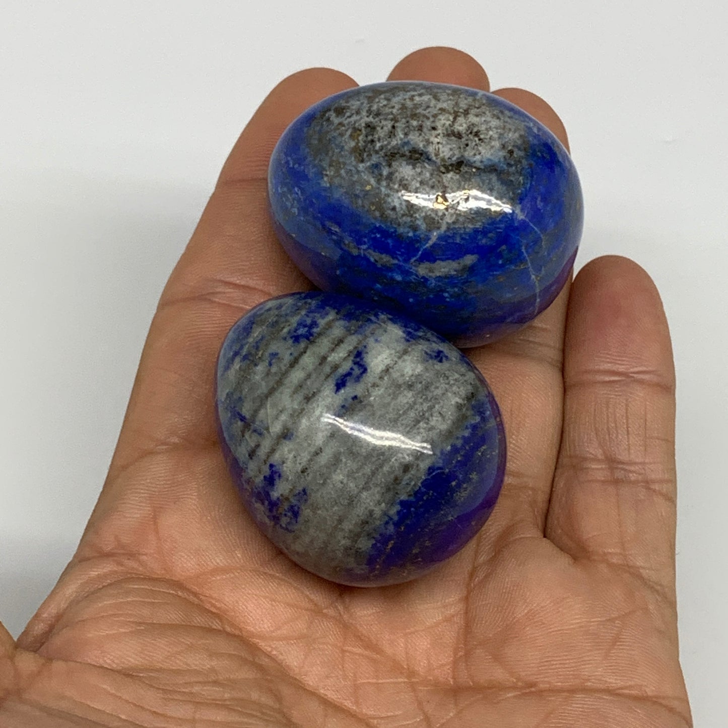 134.9g, 1.5"-1.6", 2pcs, Natural Lapis Lazuli Egg Polished @Afghanistan, B30424