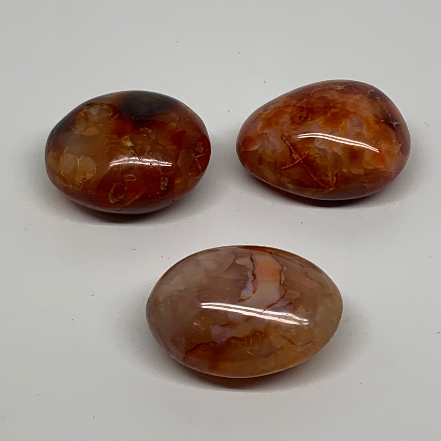 197.5g, 1.9"-2", 3pcs, Red Carnelian Palm-Stone Gem Crystal Polished, B37639