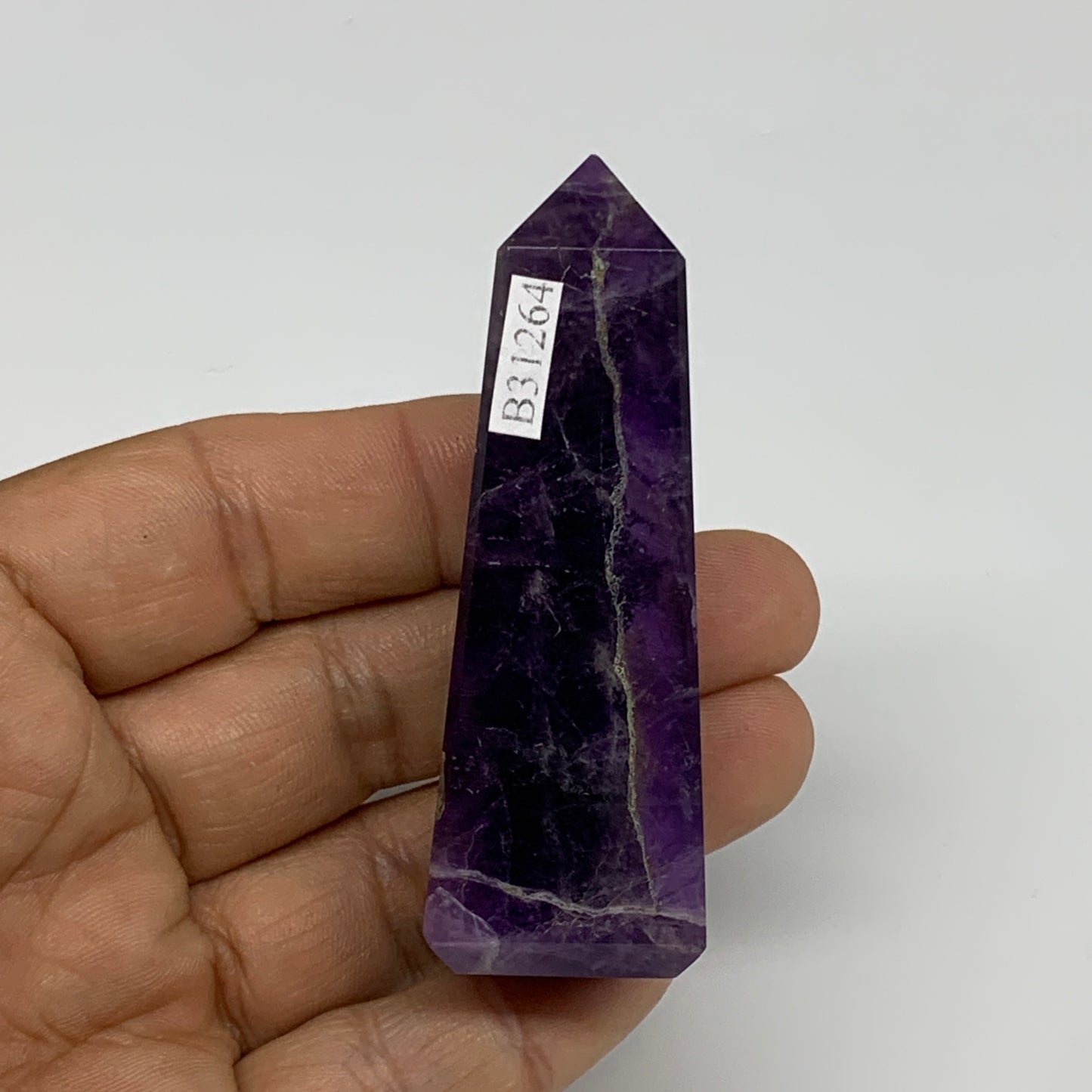 64.9g, 2.7"x0.9"x0.9", Natural Amethyst Tower Point Obelisk @Brazil, B31264