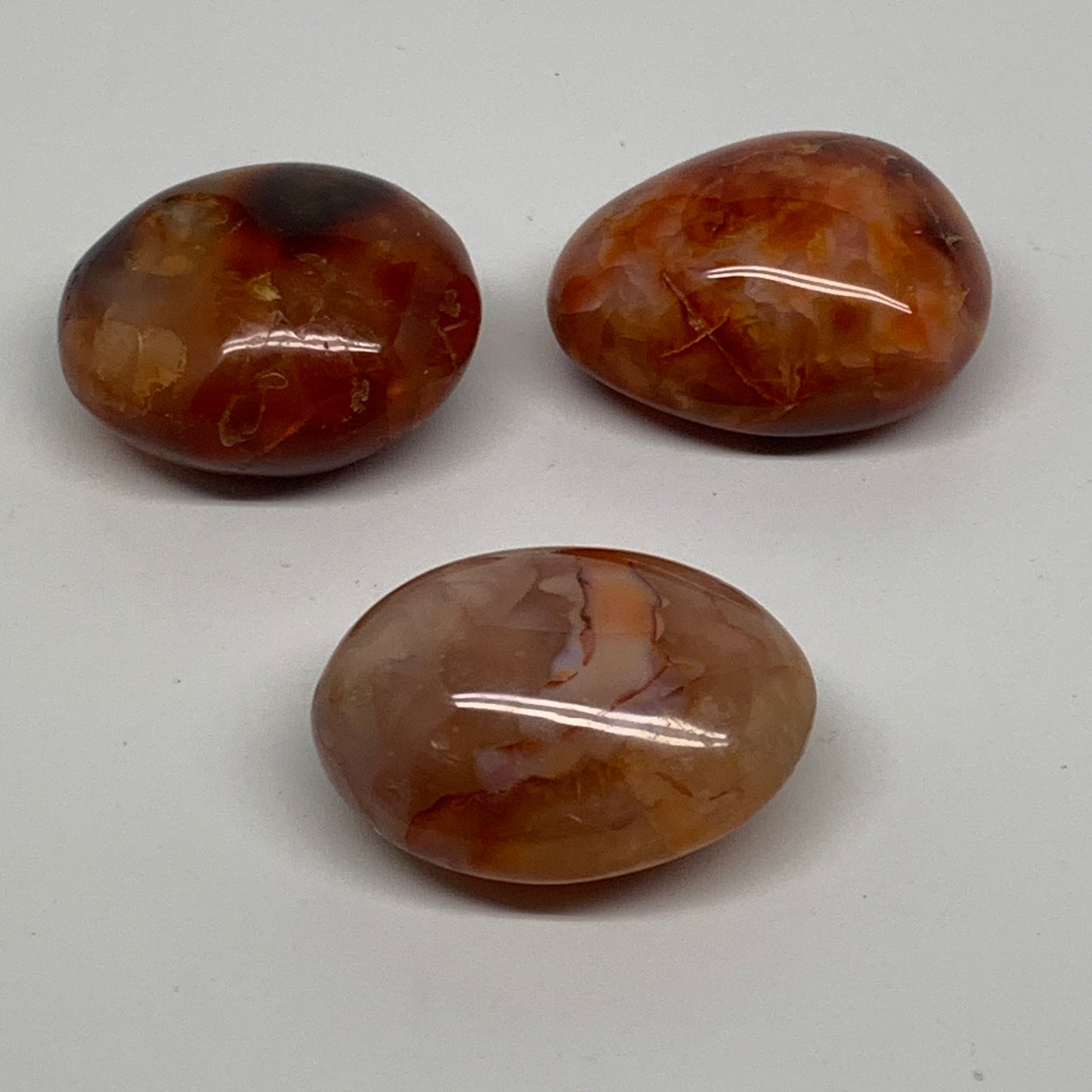 197.5g, 1.9"-2", 3pcs, Red Carnelian Palm-Stone Gem Crystal Polished, B37639