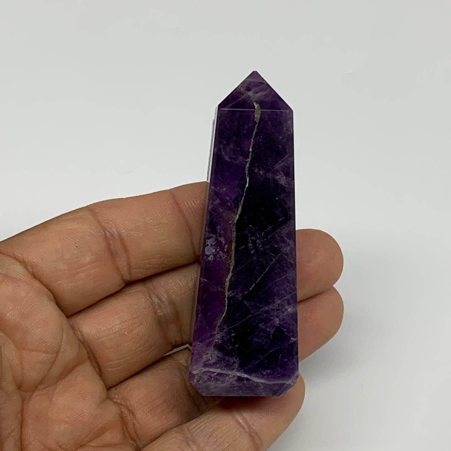 64.9g, 2.7"x0.9"x0.9", Natural Amethyst Tower Point Obelisk @Brazil, B31264