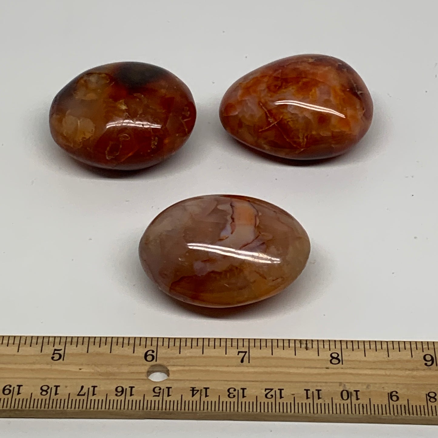 197.5g, 1.9"-2", 3pcs, Red Carnelian Palm-Stone Gem Crystal Polished, B37639