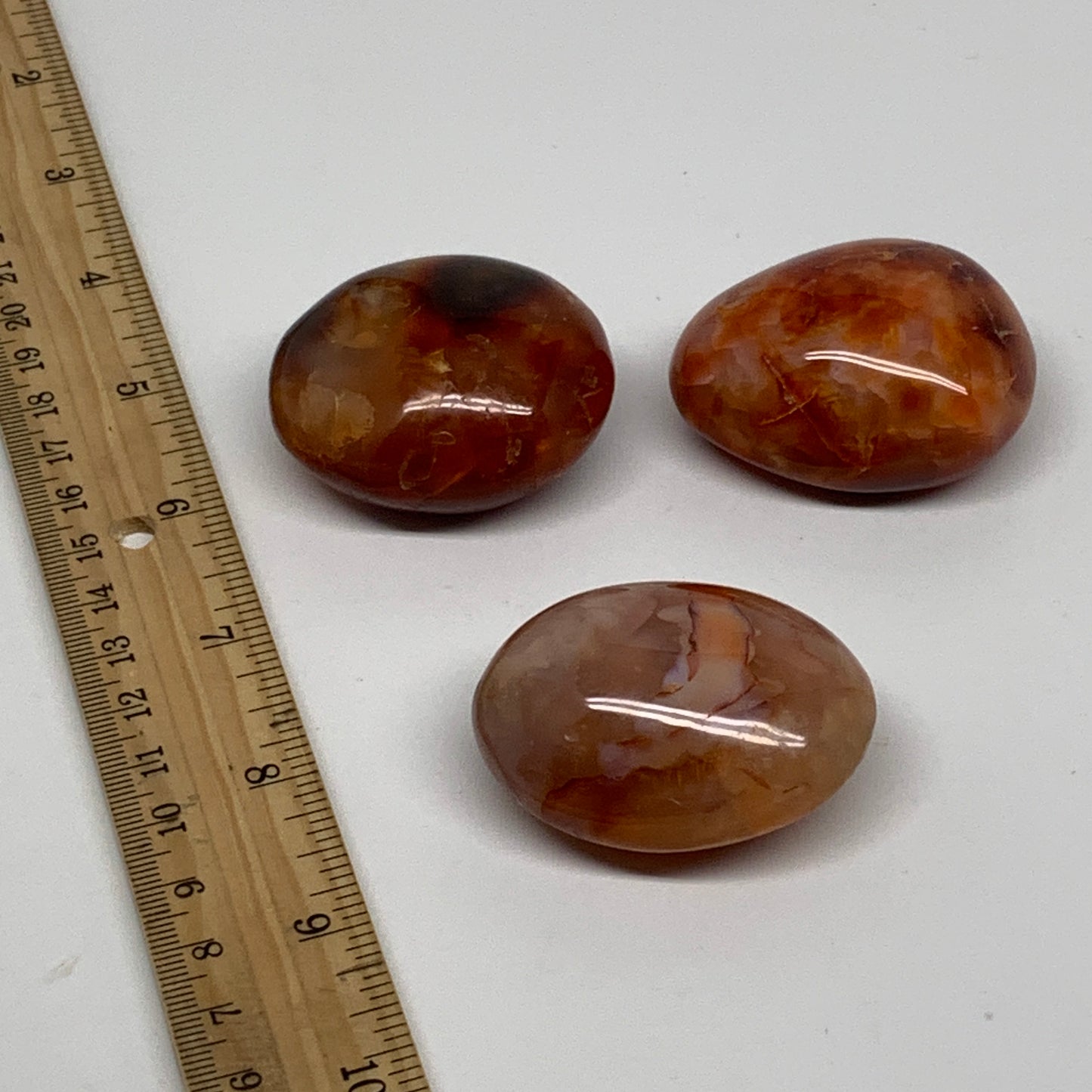 197.5g, 1.9"-2", 3pcs, Red Carnelian Palm-Stone Gem Crystal Polished, B37639
