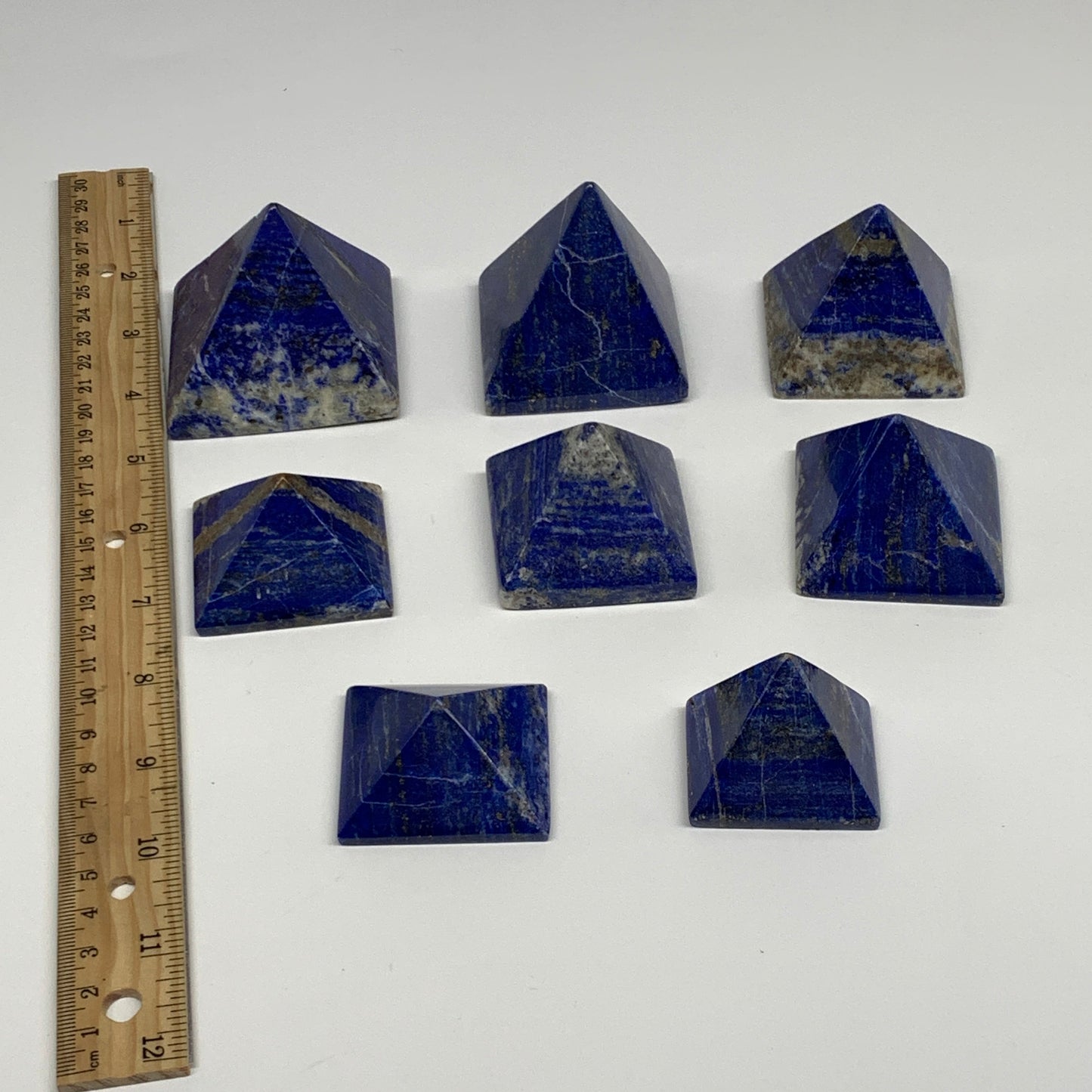 2.2 lbs (1000g),1"-2.1",  8pcs,Natural Lapis Lazuli Pyramids, B29695