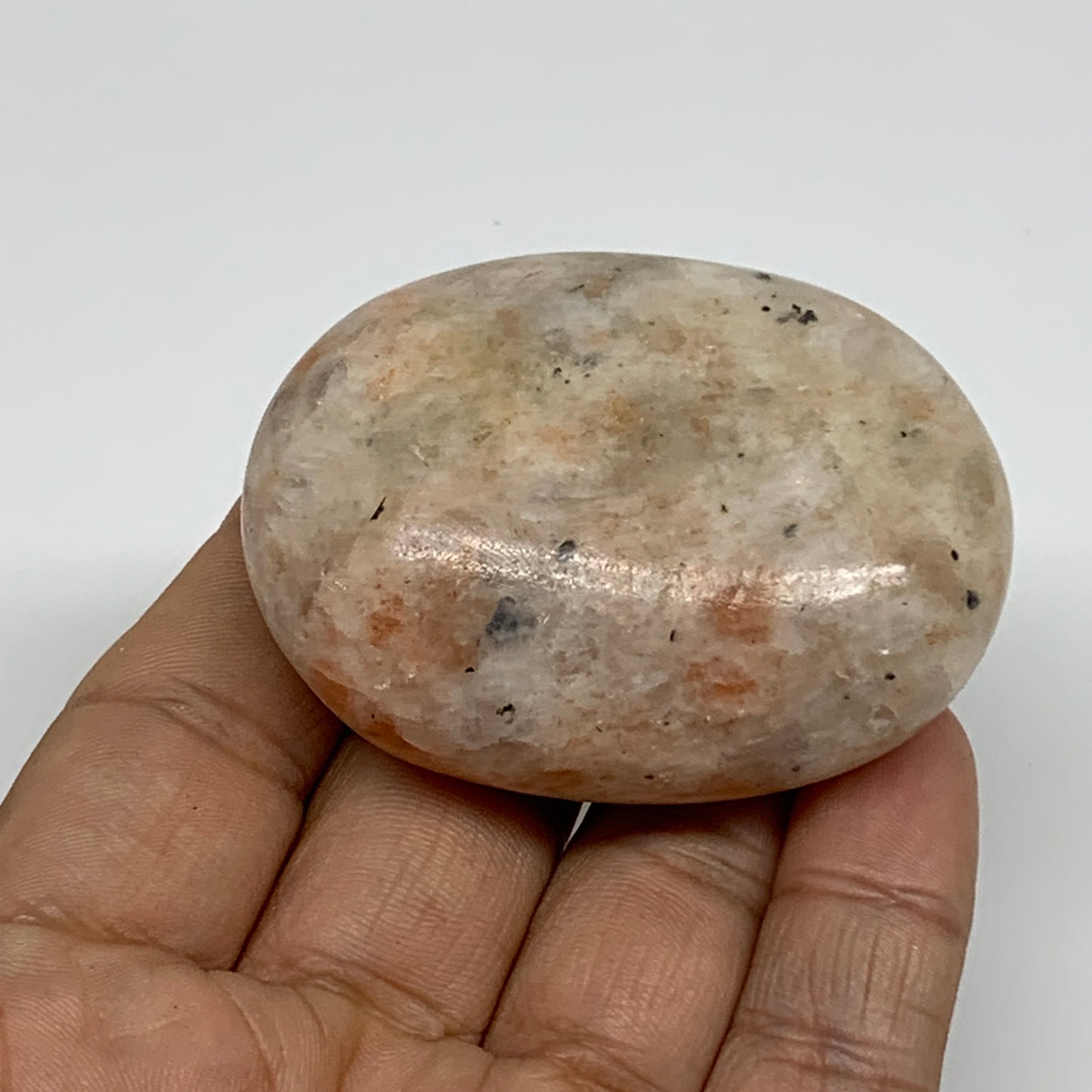 88.7g, 2.2"x1.7"x0.9", Natural Sunstone Palm-Stone Polished from India, B34606