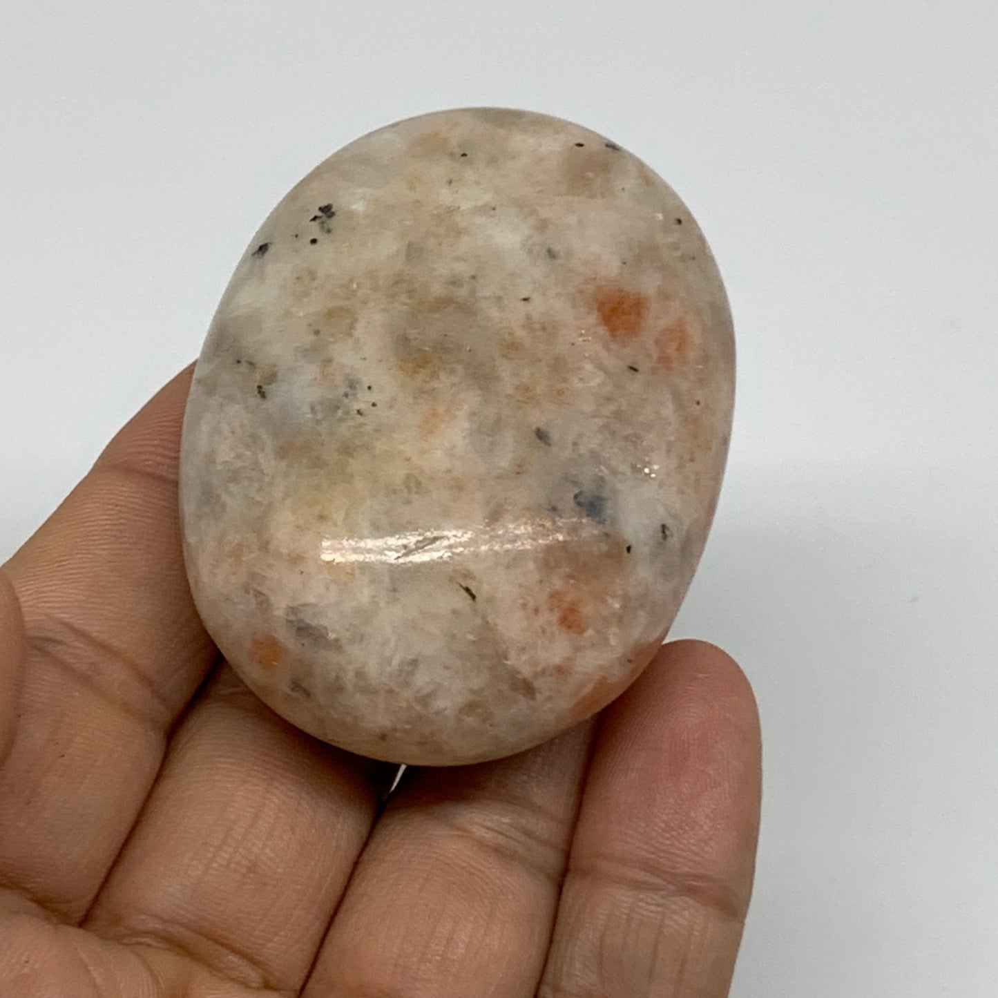 88.7g, 2.2"x1.7"x0.9", Natural Sunstone Palm-Stone Polished from India, B34606
