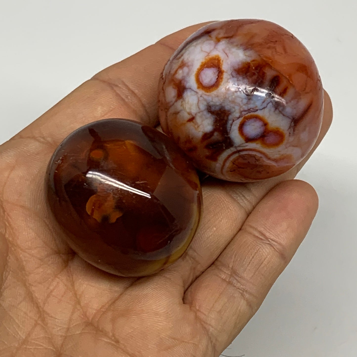 127.5g,1.5"-1.6", 2pcs, Small Red Carnelian Palm-Stone Gem Crystal Polished,B281