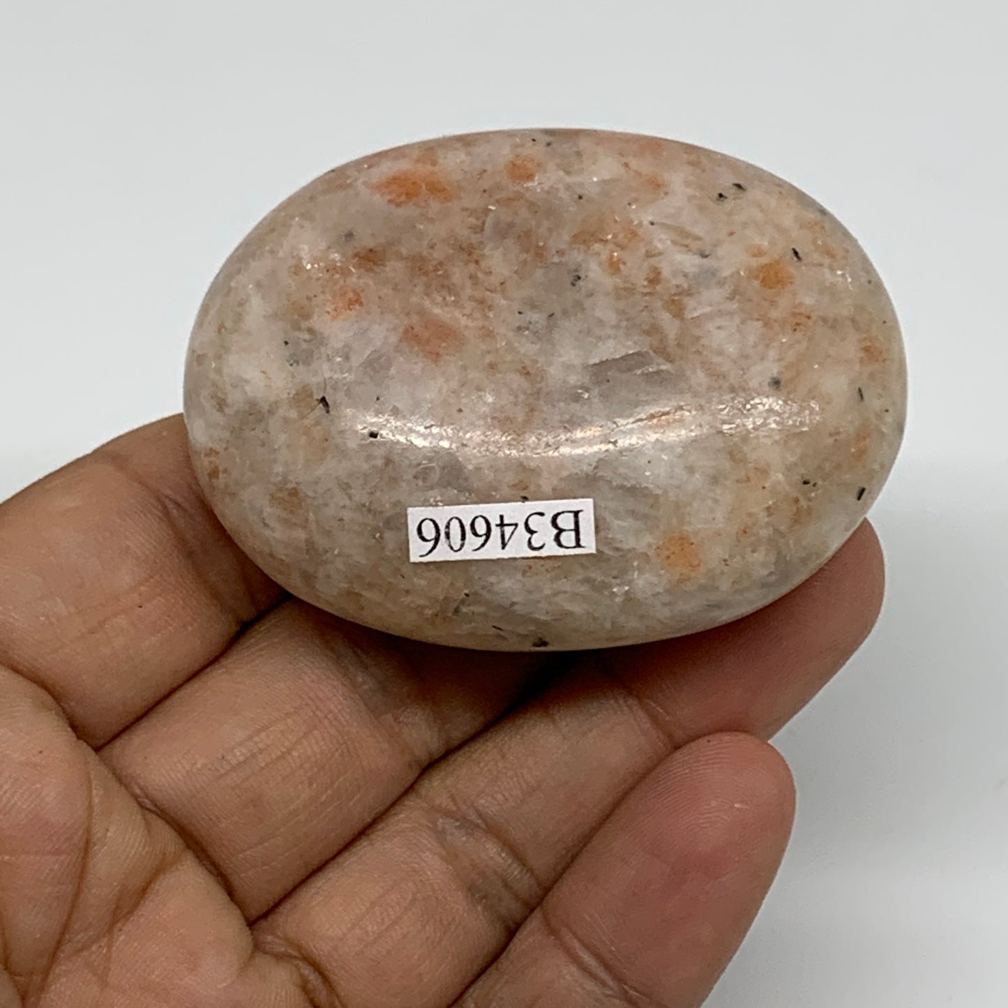 88.7g, 2.2"x1.7"x0.9", Natural Sunstone Palm-Stone Polished from India, B34606