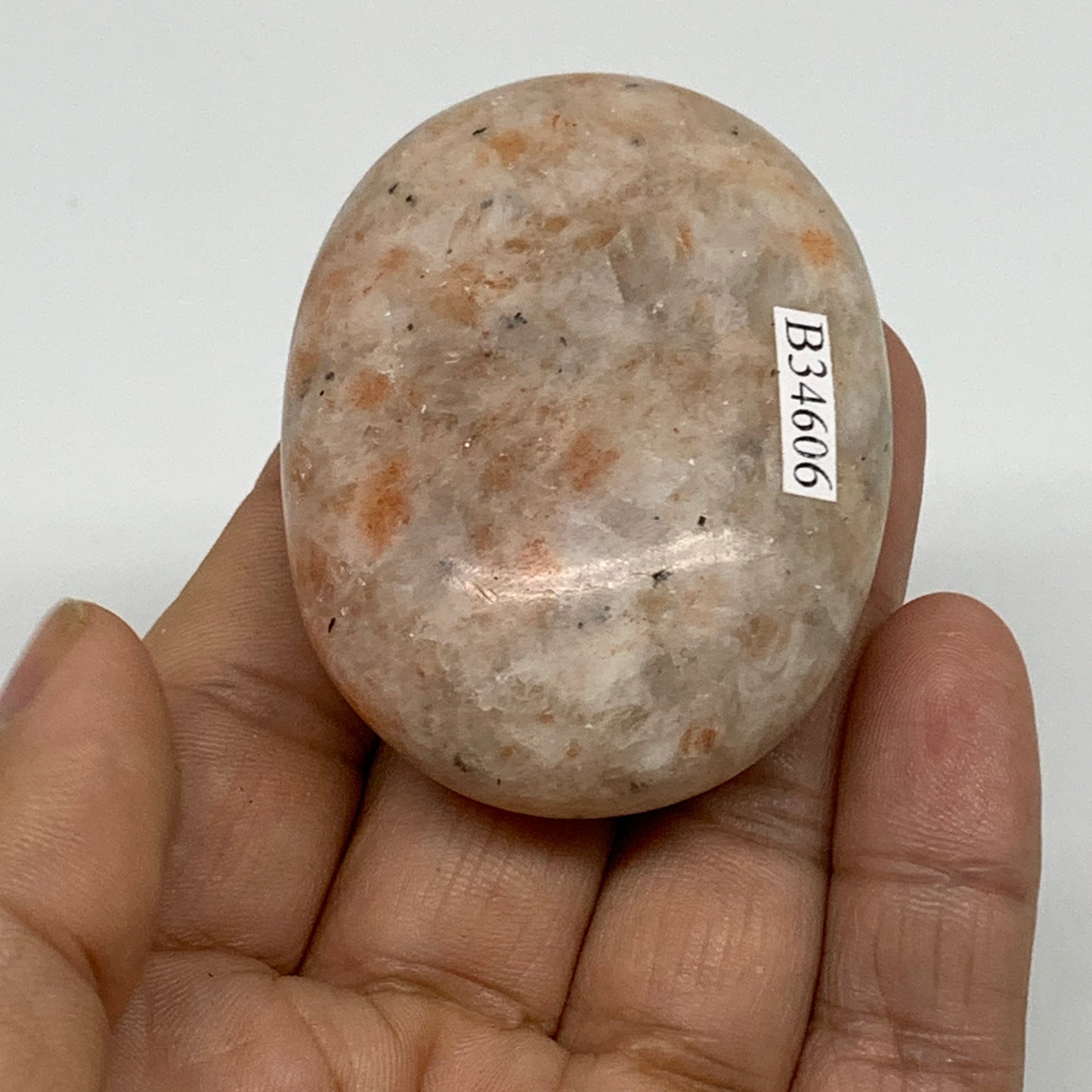 88.7g, 2.2"x1.7"x0.9", Natural Sunstone Palm-Stone Polished from India, B34606
