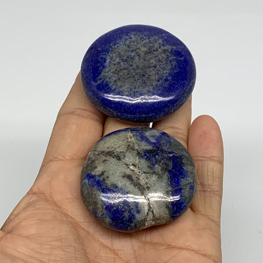 122.2g, 1.8"-1.9", 2pcs, Natural Lapis Lazuli Palm Stone @Afghanistan,B36745