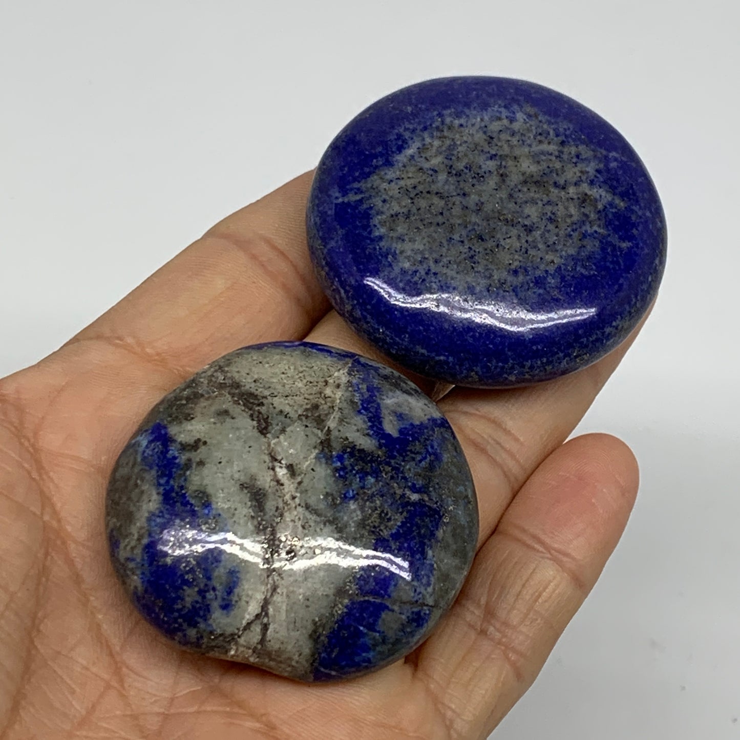 122.2g, 1.8"-1.9", 2pcs, Natural Lapis Lazuli Palm Stone @Afghanistan,B36745