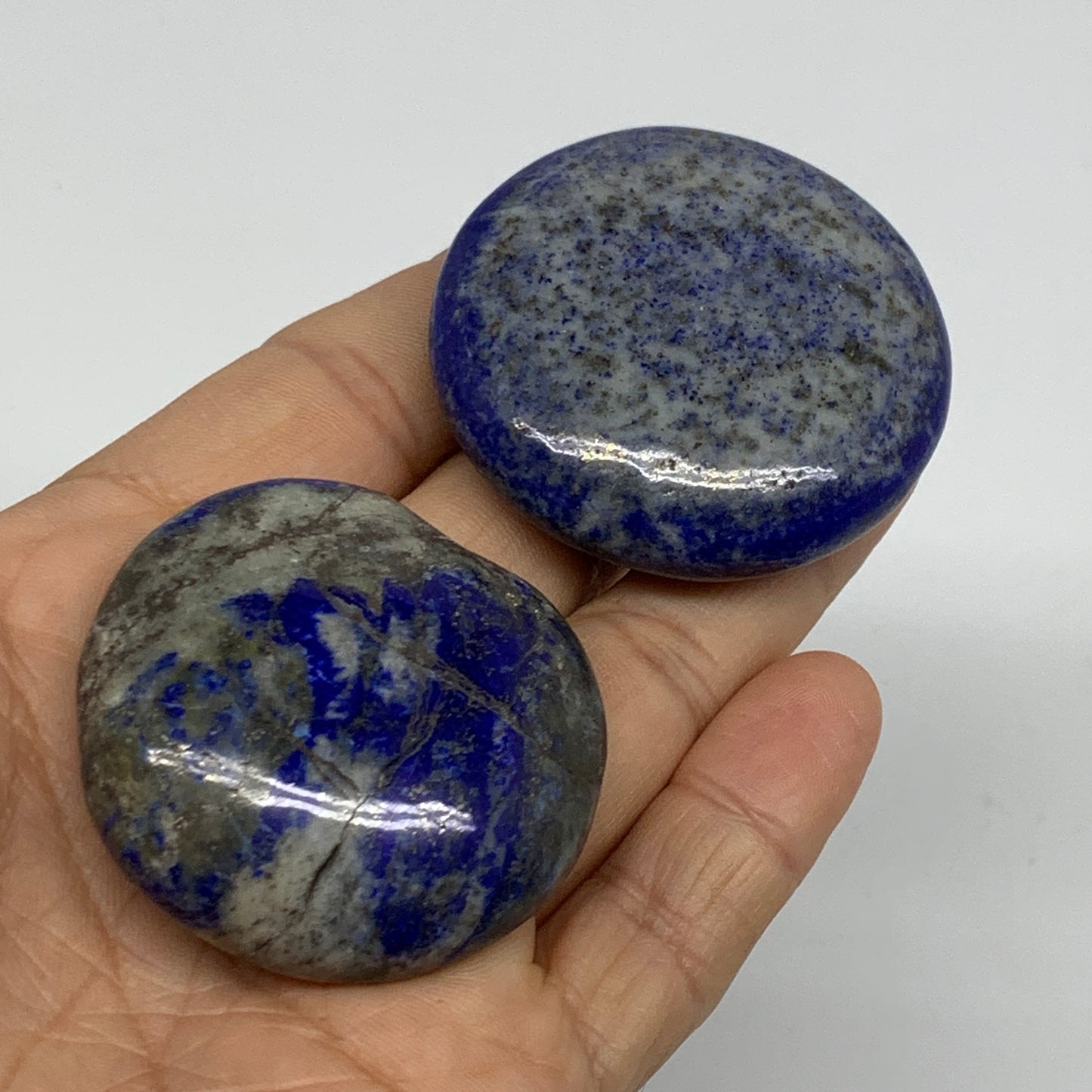 122.2g, 1.8"-1.9", 2pcs, Natural Lapis Lazuli Palm Stone @Afghanistan,B36745