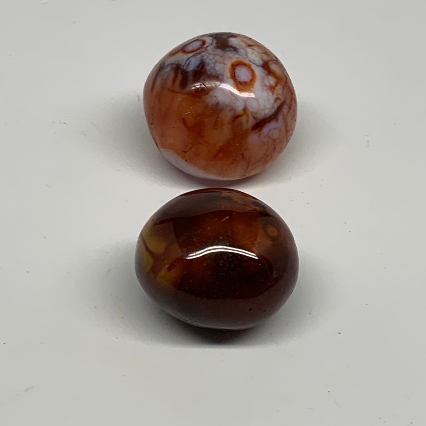 127.5g,1.5"-1.6", 2pcs, Small Red Carnelian Palm-Stone Gem Crystal Polished,B281
