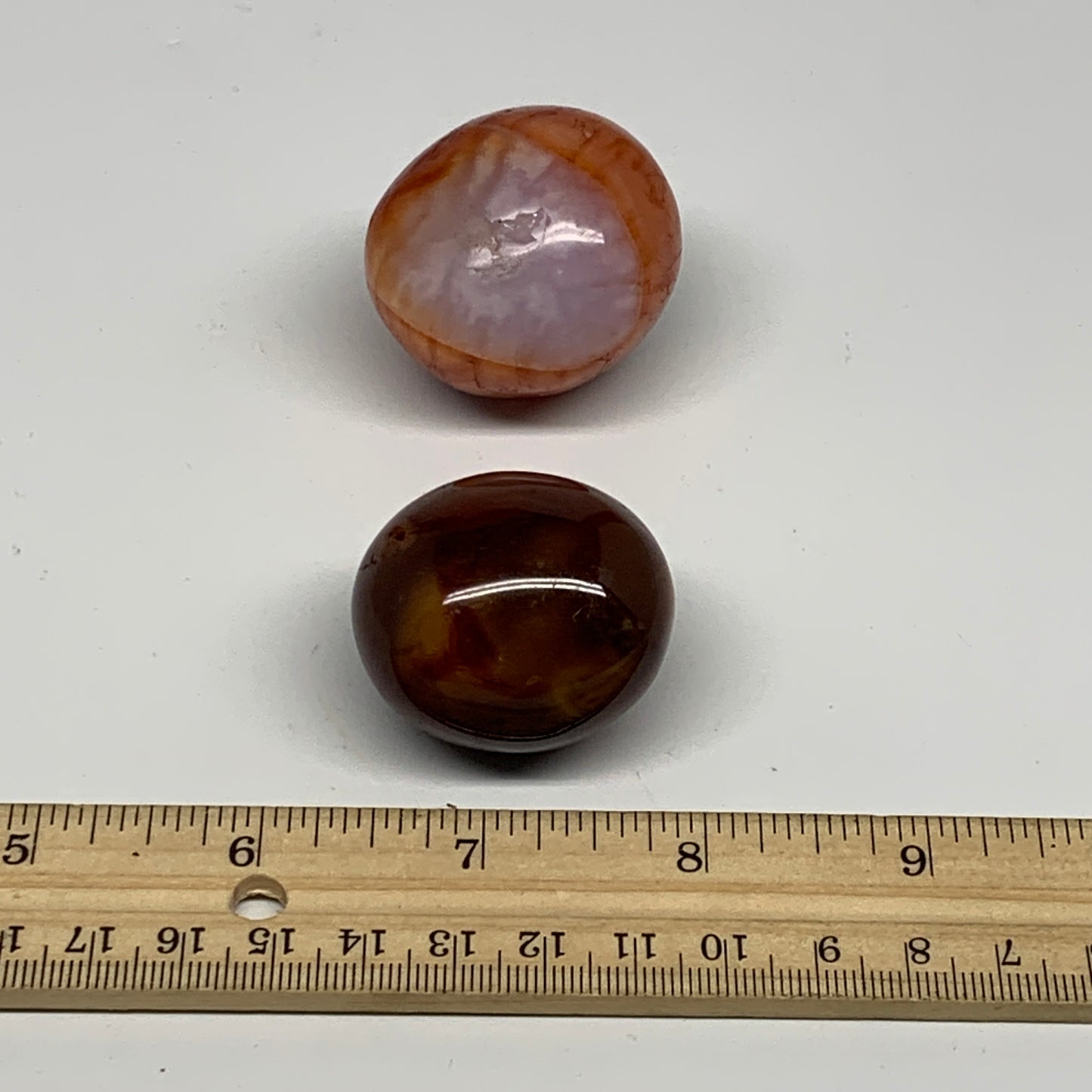 127.5g,1.5"-1.6", 2pcs, Small Red Carnelian Palm-Stone Gem Crystal Polished,B281