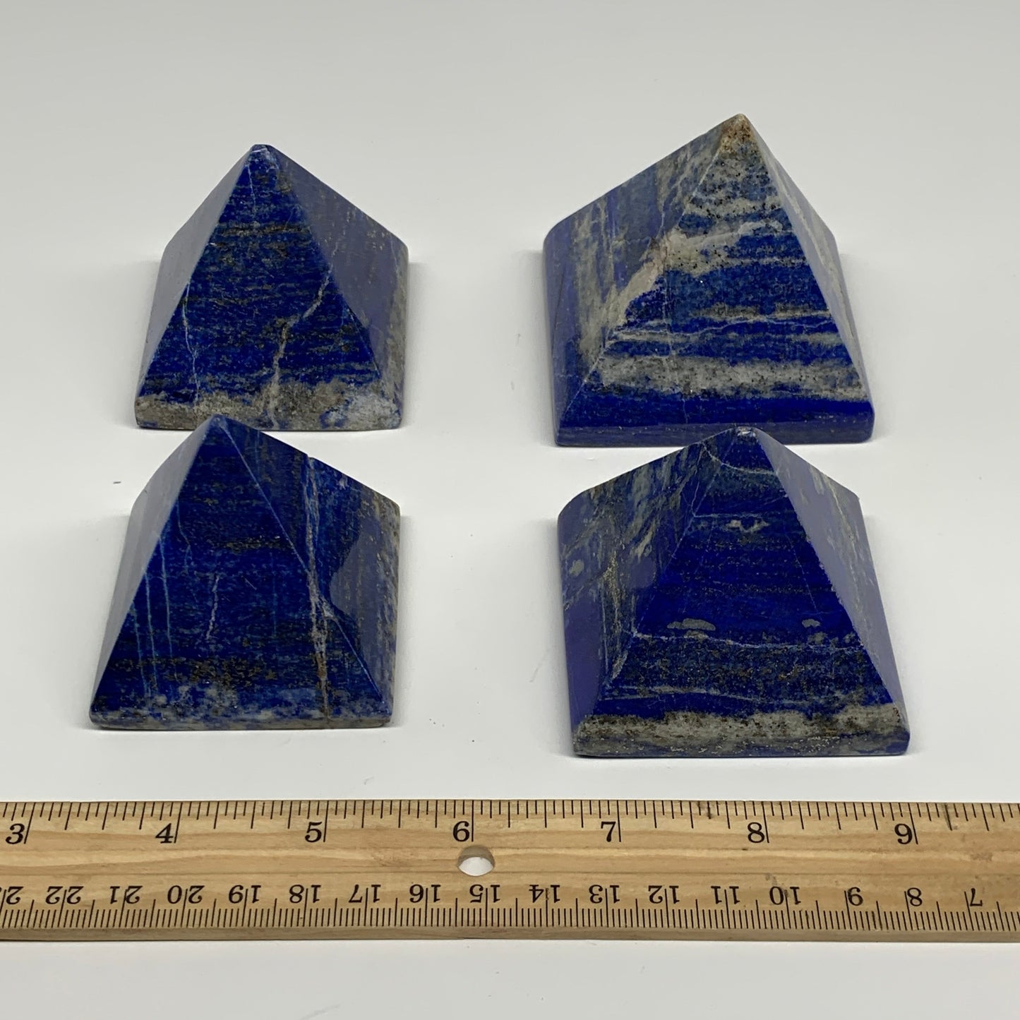 2.4 lbs (1095g),2"-2.5",  4pcs,Natural Lapis Lazuli Pyramids @Afghanistan,B29696