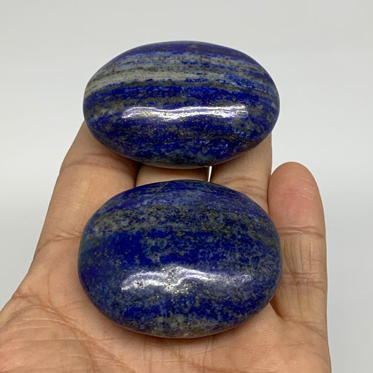 131.1g, 1.9"-2", 2pcs, Natural Lapis Lazuli Palm Stone @Afghanistan,B36746