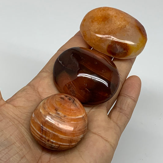 177.8g, 1.6"-2", 3pcs, Red Carnelian Palm-Stone Gem Crystal Polished, B37641