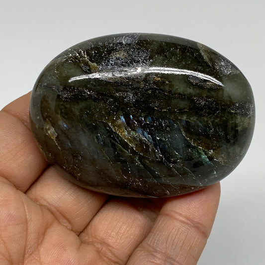 100g, 2.4"x1.7"x0.9", Natural Labradorite Palm-stone Tumbled Reiki, B35386