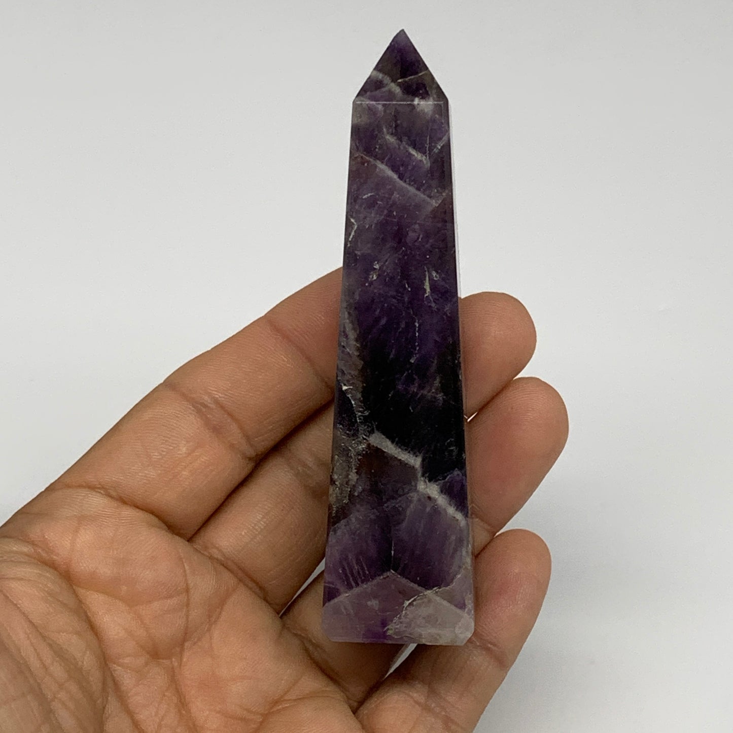 83.8g, 3.6"x0.9"x1", Natural Amethyst Tower Point Obelisk @Brazil, B31266