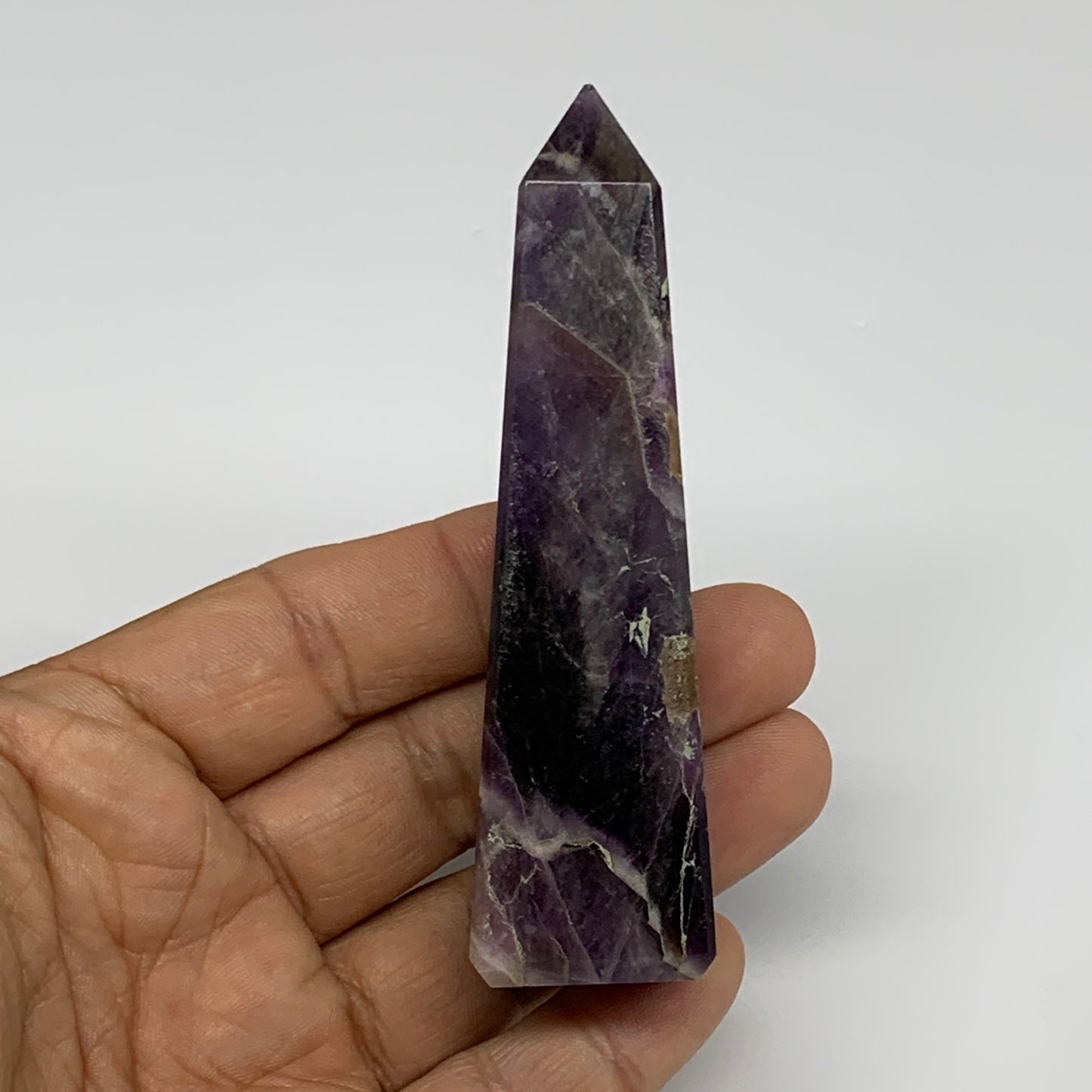 83.8g, 3.6"x0.9"x1", Natural Amethyst Tower Point Obelisk @Brazil, B31266