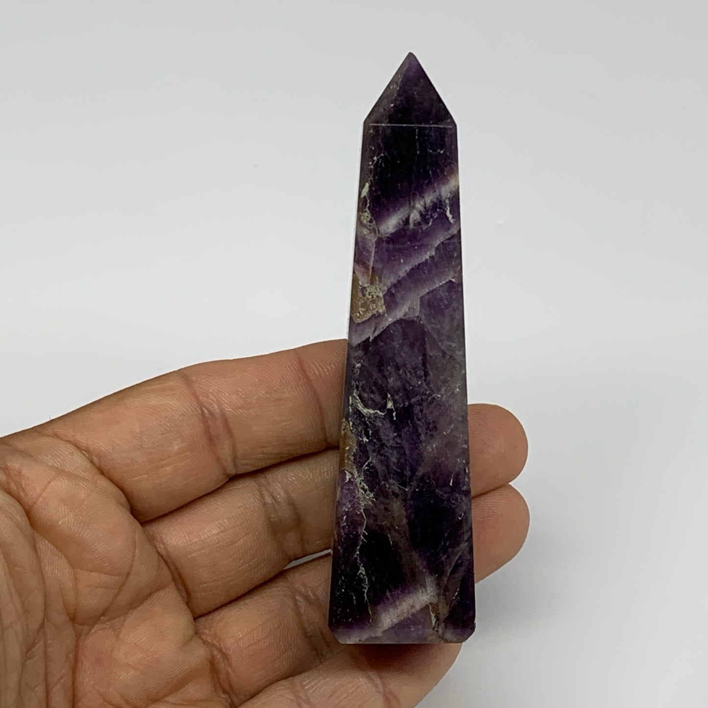 83.8g, 3.6"x0.9"x1", Natural Amethyst Tower Point Obelisk @Brazil, B31266
