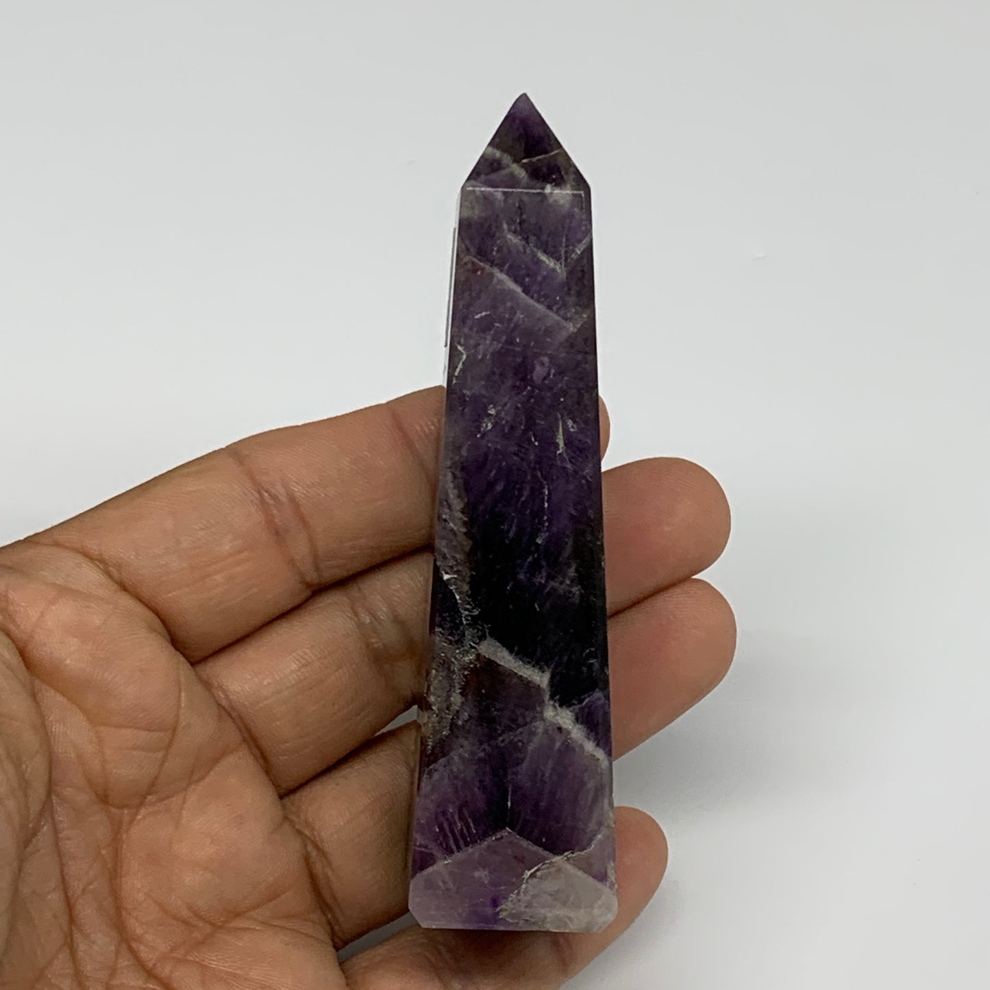 83.8g, 3.6"x0.9"x1", Natural Amethyst Tower Point Obelisk @Brazil, B31266