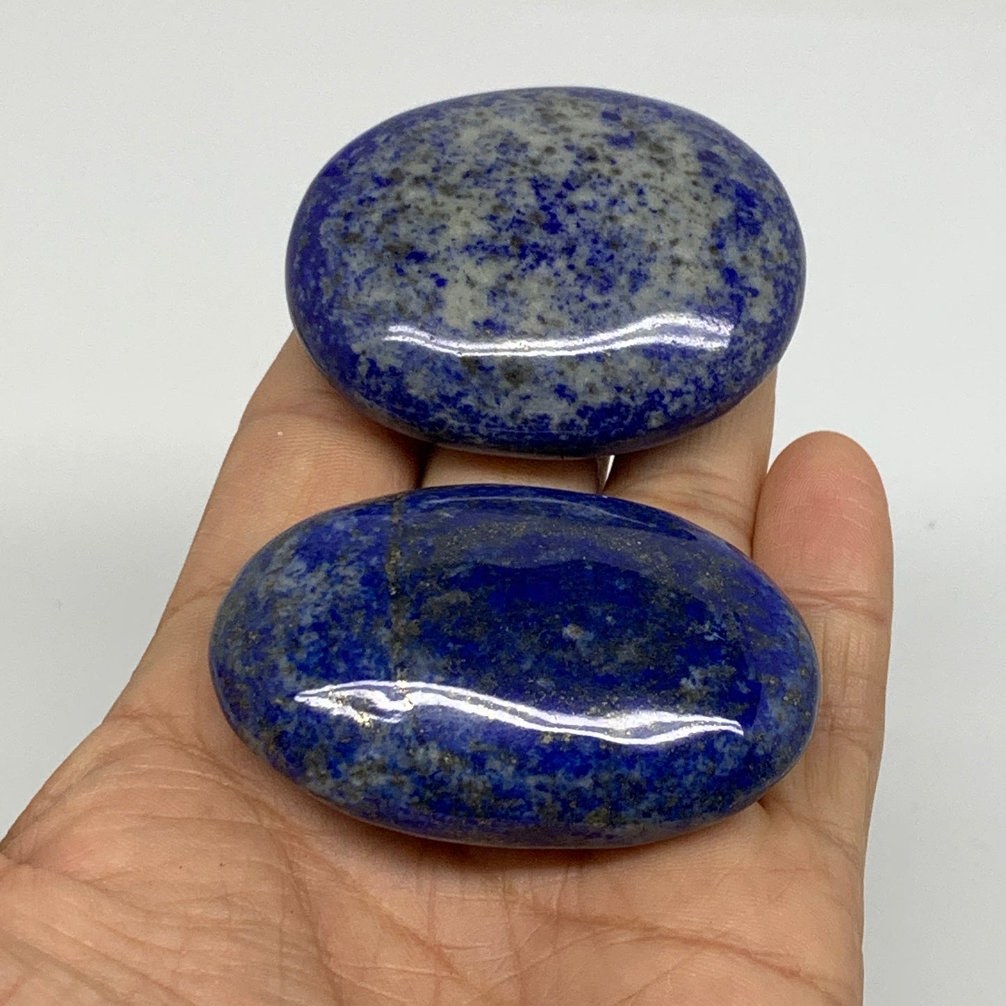 144g, 2.1"-2.3", 2pcs, Natural Lapis Lazuli Palm Stone @Afghanistan,B36747