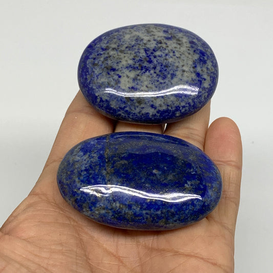 144g, 2.1"-2.3", 2pcs, Natural Lapis Lazuli Palm Stone @Afghanistan,B36747