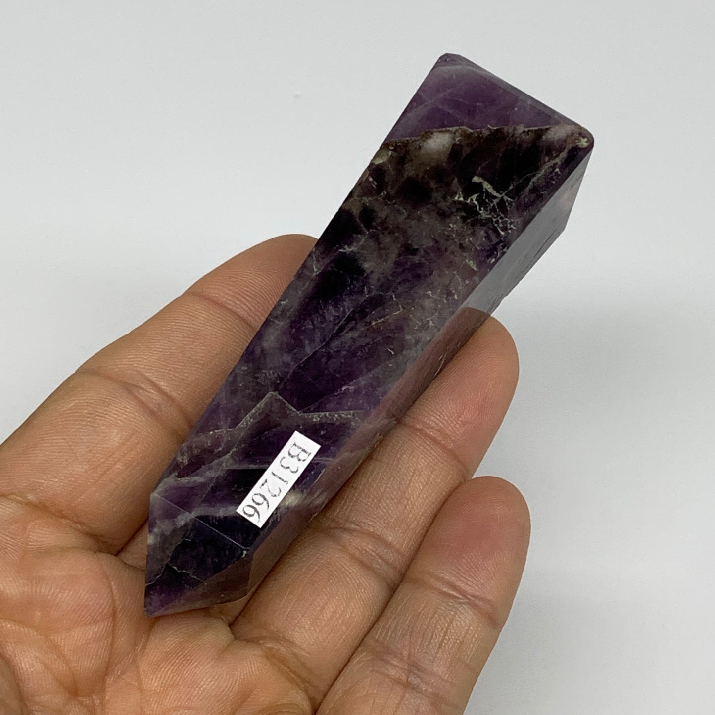 83.8g, 3.6"x0.9"x1", Natural Amethyst Tower Point Obelisk @Brazil, B31266