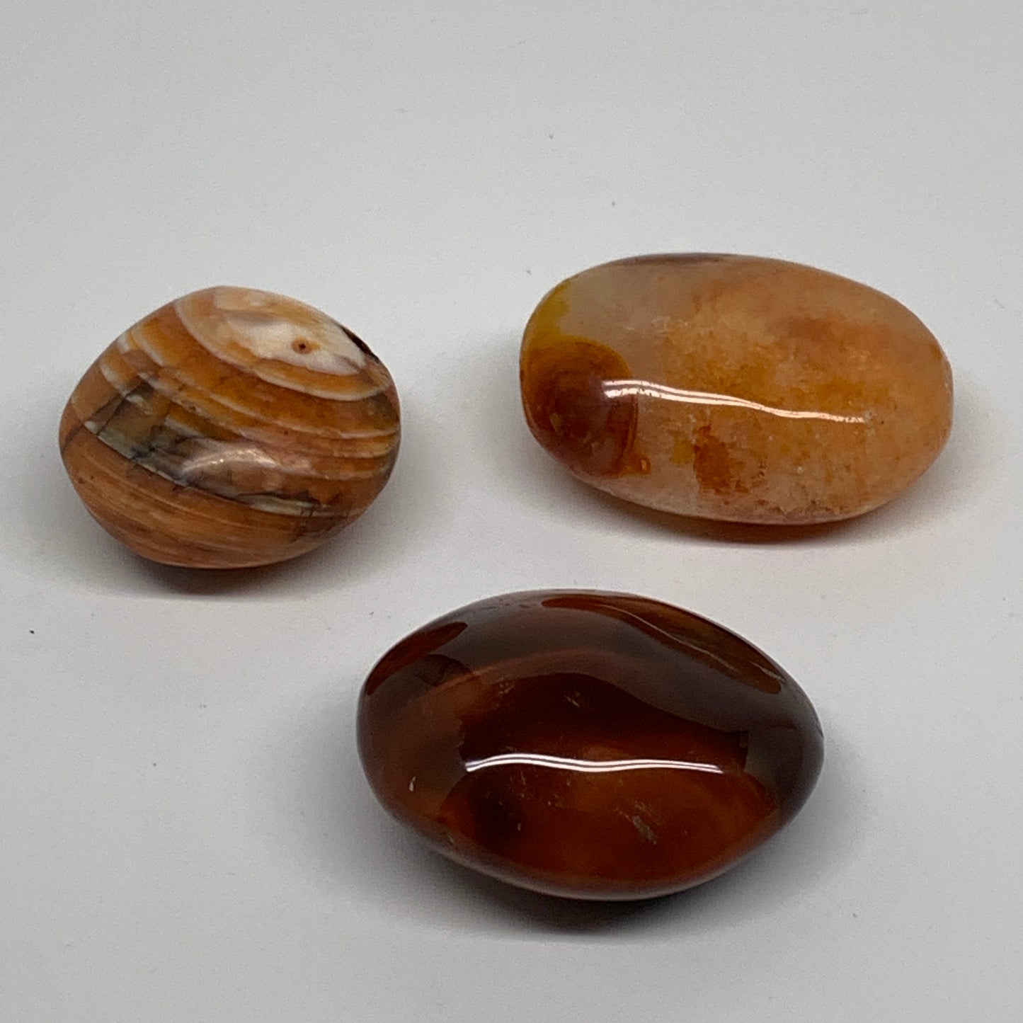 177.8g, 1.6"-2", 3pcs, Red Carnelian Palm-Stone Gem Crystal Polished, B37641