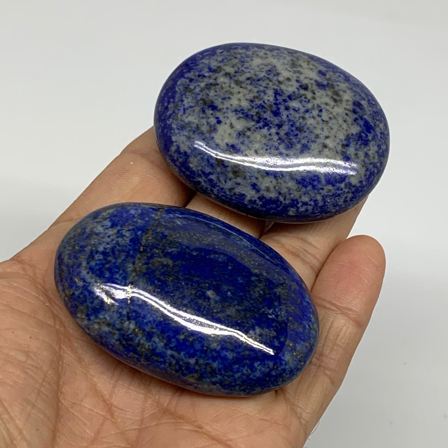 144g, 2.1"-2.3", 2pcs, Natural Lapis Lazuli Palm Stone @Afghanistan,B36747