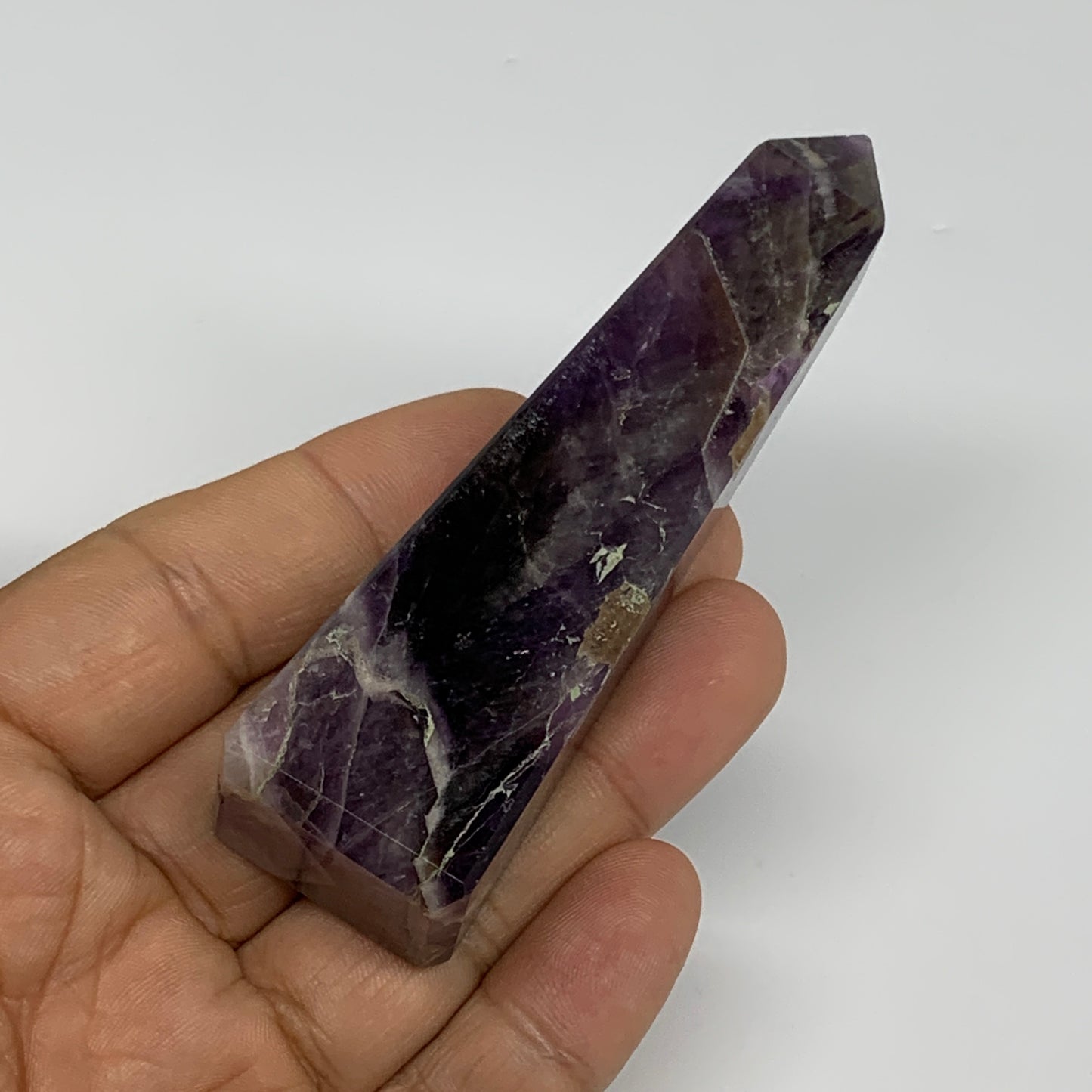 83.8g, 3.6"x0.9"x1", Natural Amethyst Tower Point Obelisk @Brazil, B31266