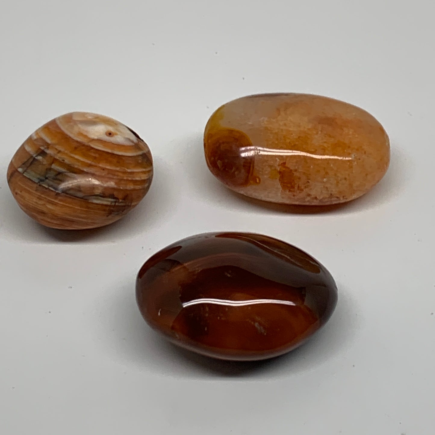 177.8g, 1.6"-2", 3pcs, Red Carnelian Palm-Stone Gem Crystal Polished, B37641