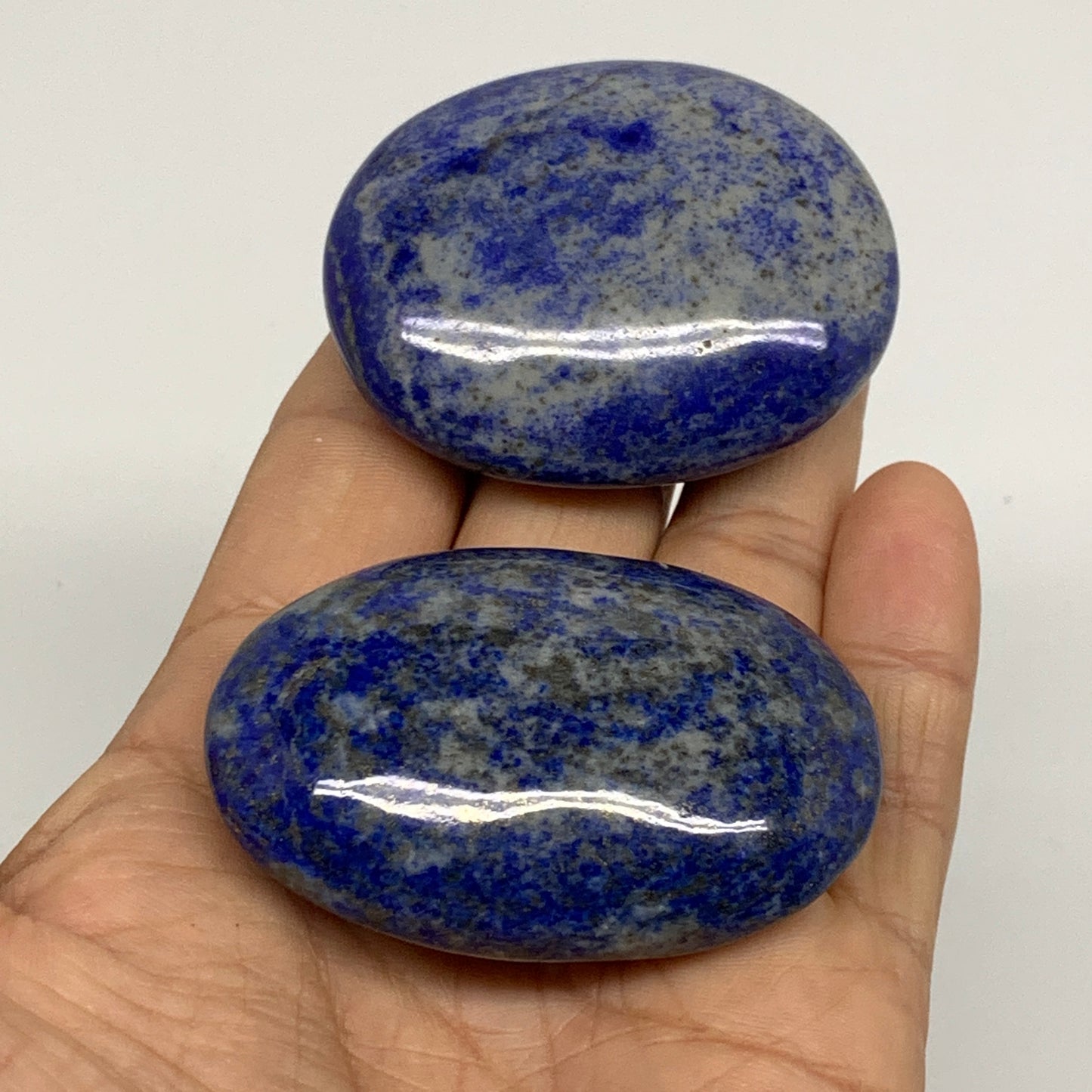 144g, 2.1"-2.3", 2pcs, Natural Lapis Lazuli Palm Stone @Afghanistan,B36747